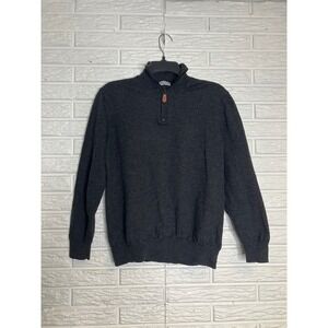 Giasone gray 100% extra fine merino wool quarter zip sweater made in Italy small